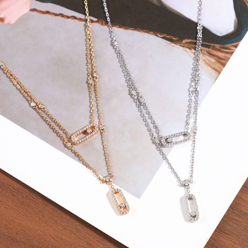 messika gold Di*m*nd necklace move uno double circle necklace