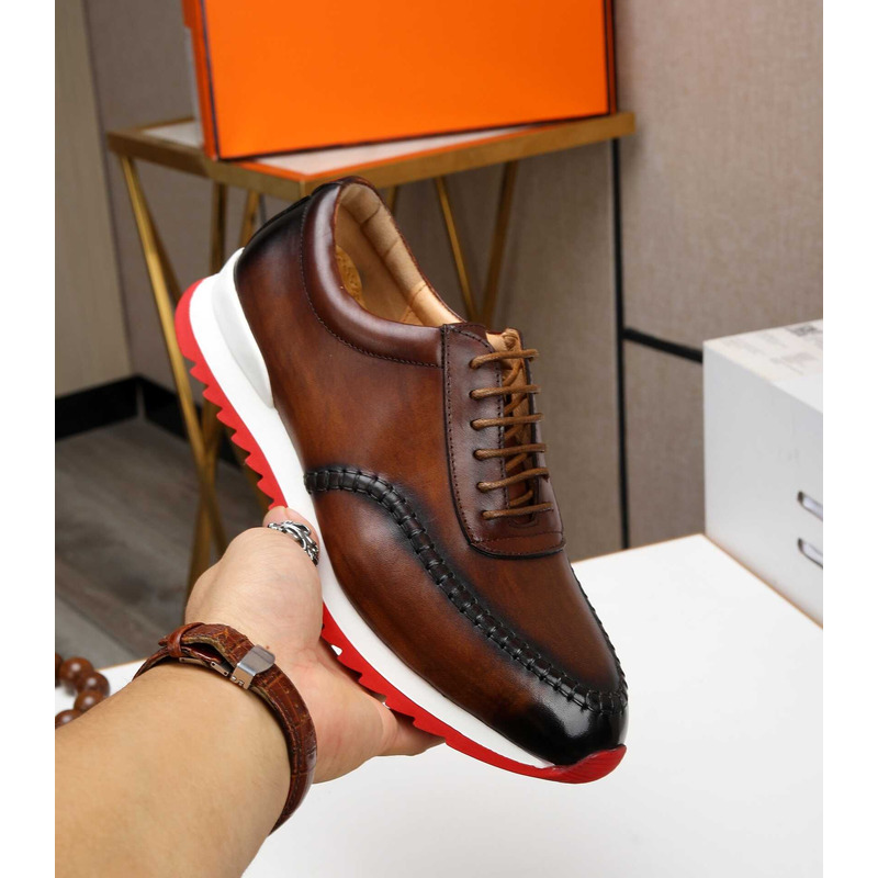 H**mes leather sneaker brown