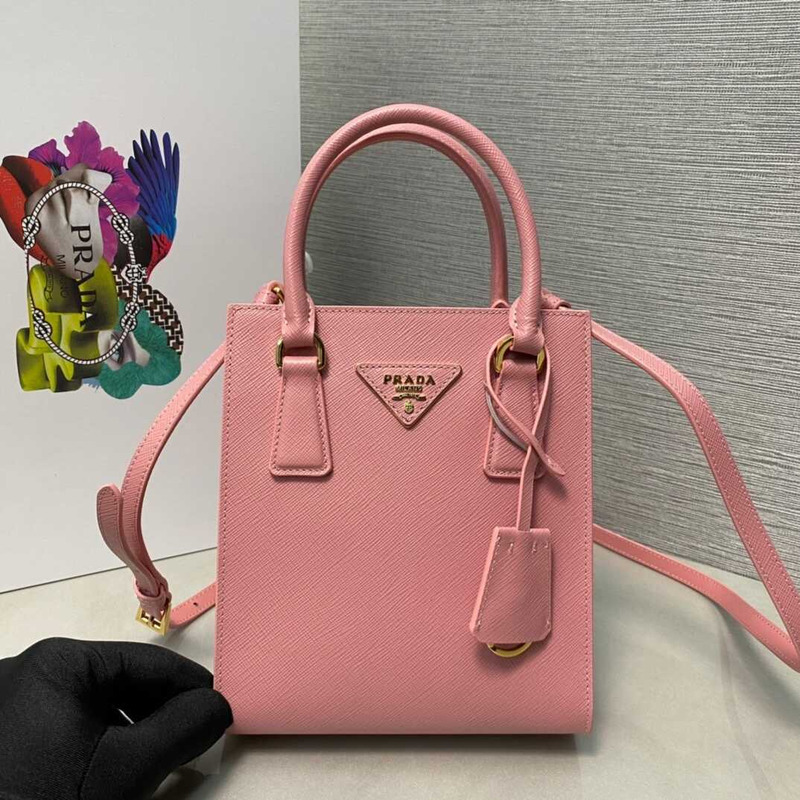 Pra*a saffiano leather handbag pink