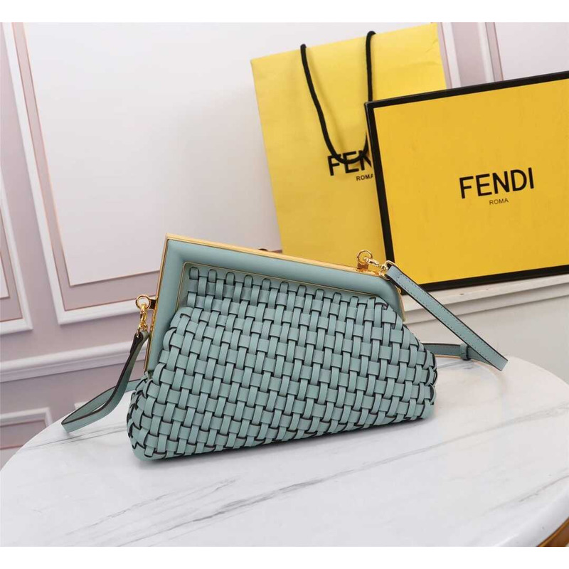 F**di small style first interwoven leather bag blue