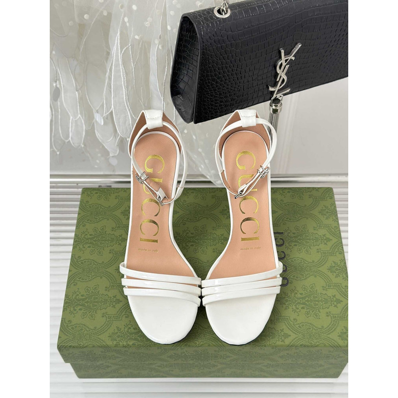 G*u*i leather strap high heel sandals white