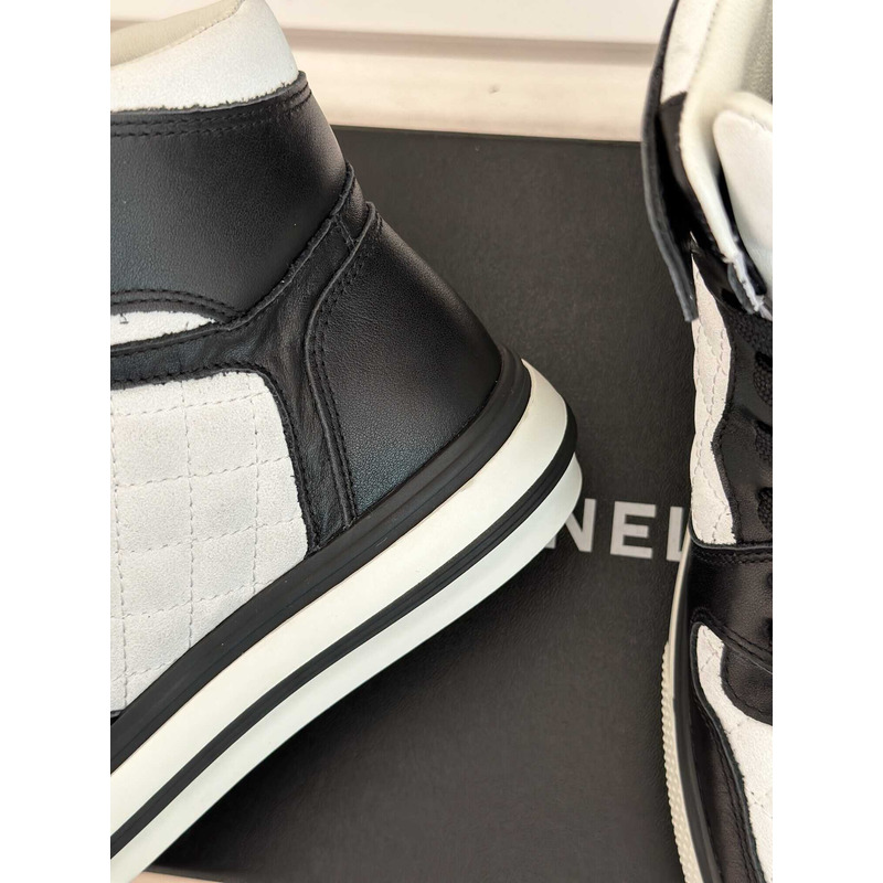 Ch*el sneakers high top black and white