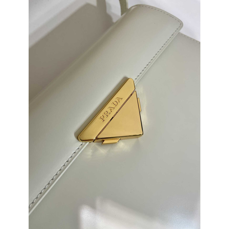 Pra*a medium brushed leather handbag white