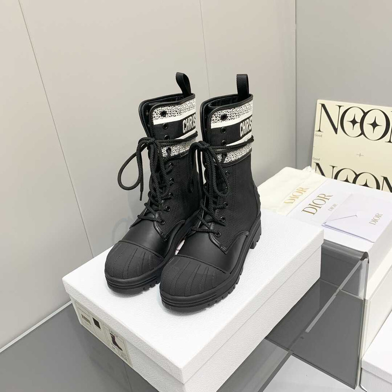 D*or d-major ankle boots black leather and sheepskin