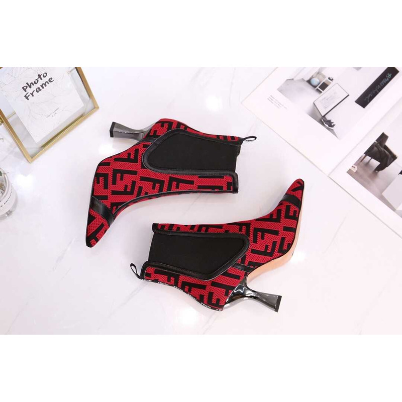 F**di ff ankle boots red