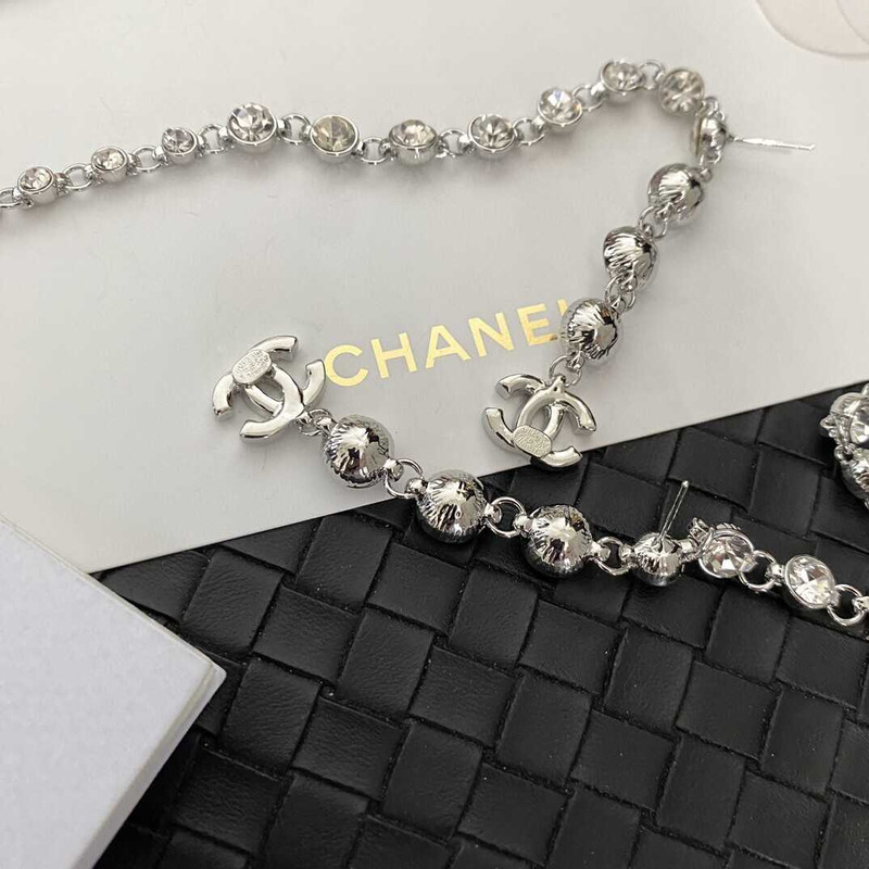 Ch*el long tassel crystal earrings