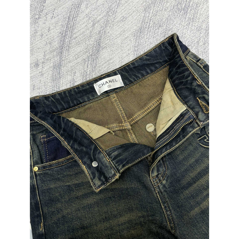 Ch*el plain cotton jeans black