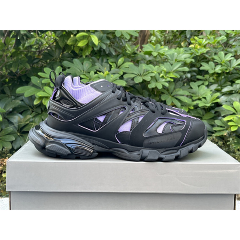 Ba*len*cia*ga track sock lace-up sneakers purple and black