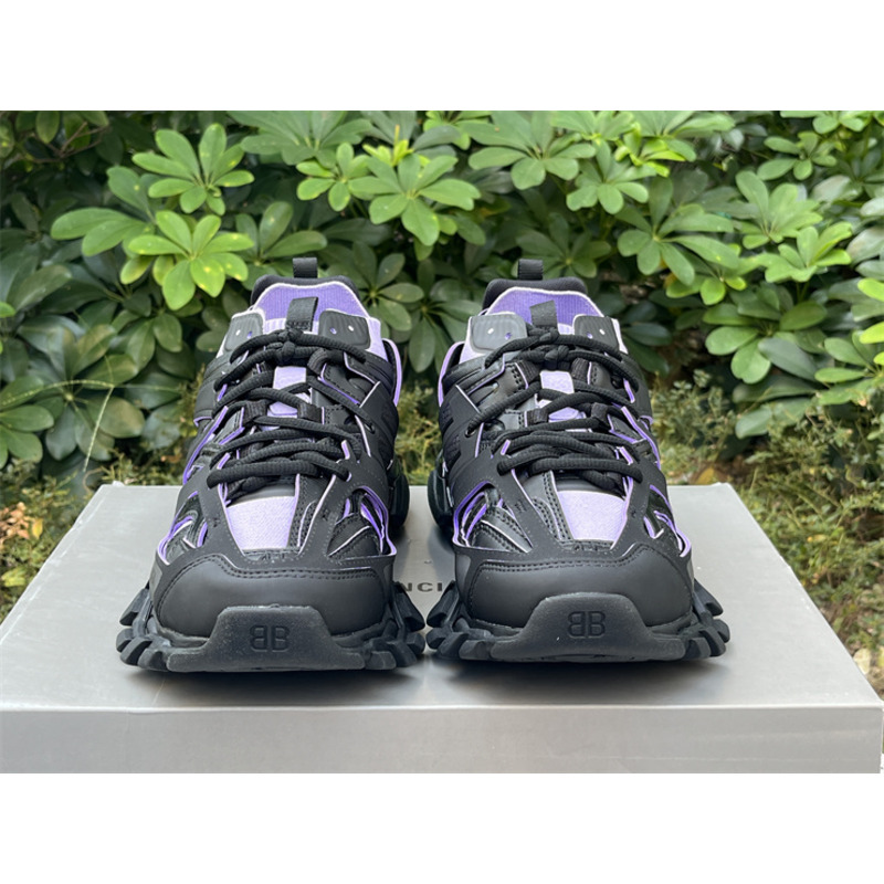 Ba*len*cia*ga track sock lace-up sneakers purple and black