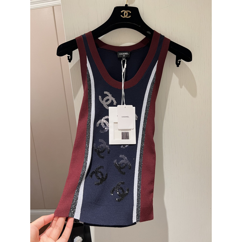 Ch*el wool tank top multicolor