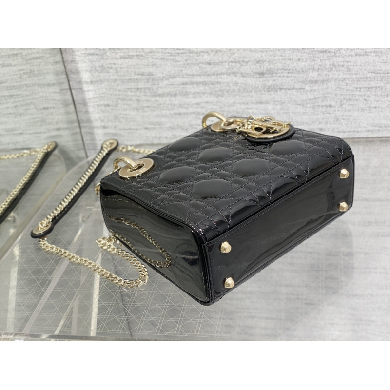 D*or mini lady D*or bag patent leather black