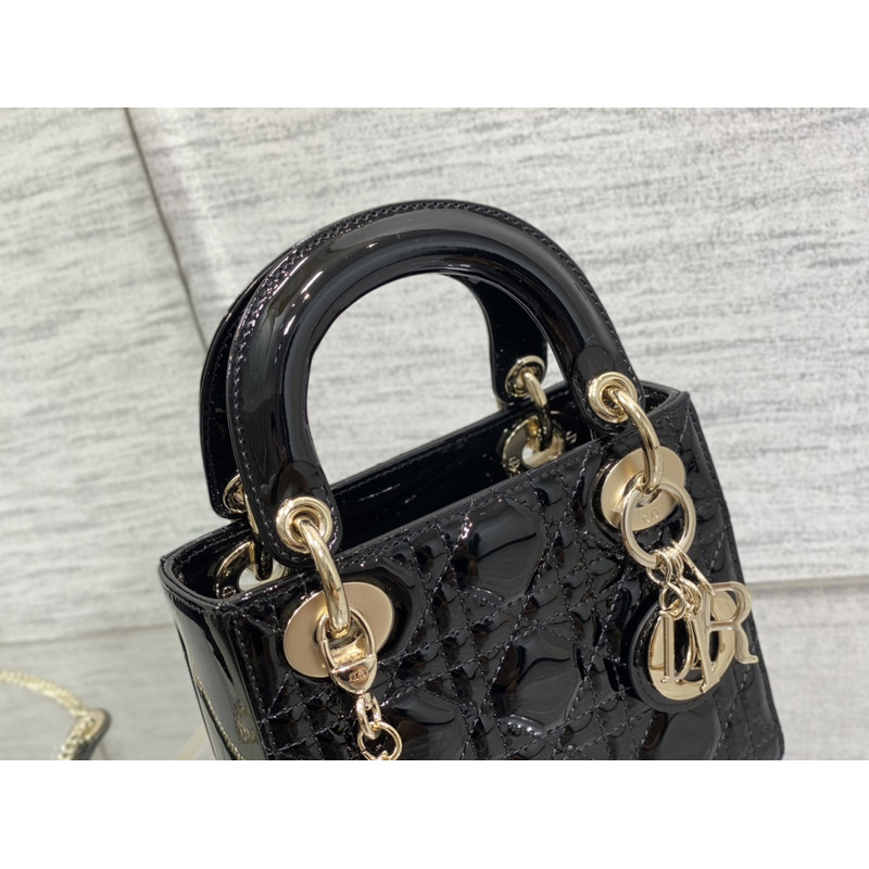 D*or mini lady D*or bag patent leather black