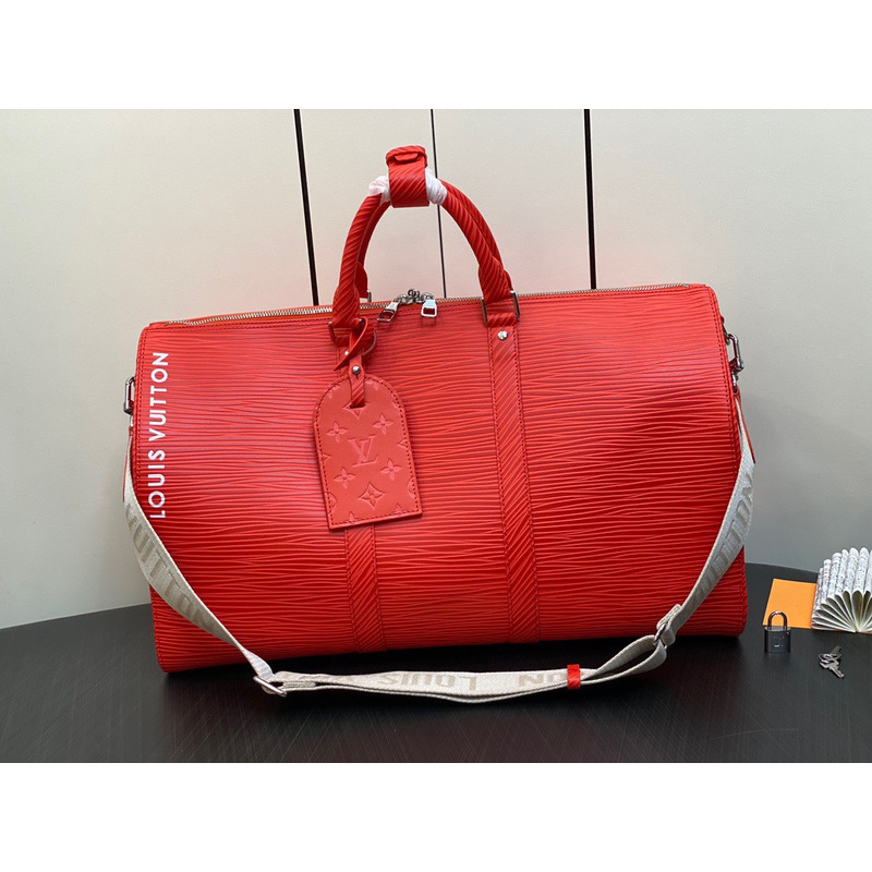 l**is V*t*n keepall 50 bandouliere bag epi xl leather red