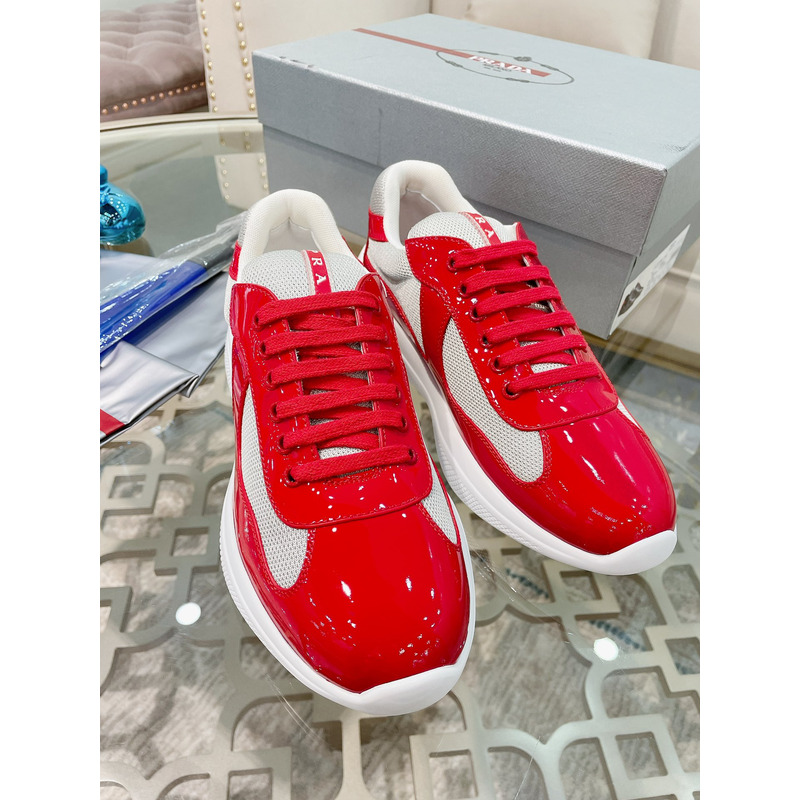 Pra*a americas cup patent leather and nylon sneakers