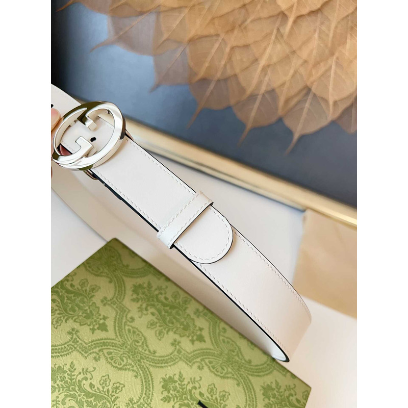 G*u*i blondie belt silver buckle 3cm white