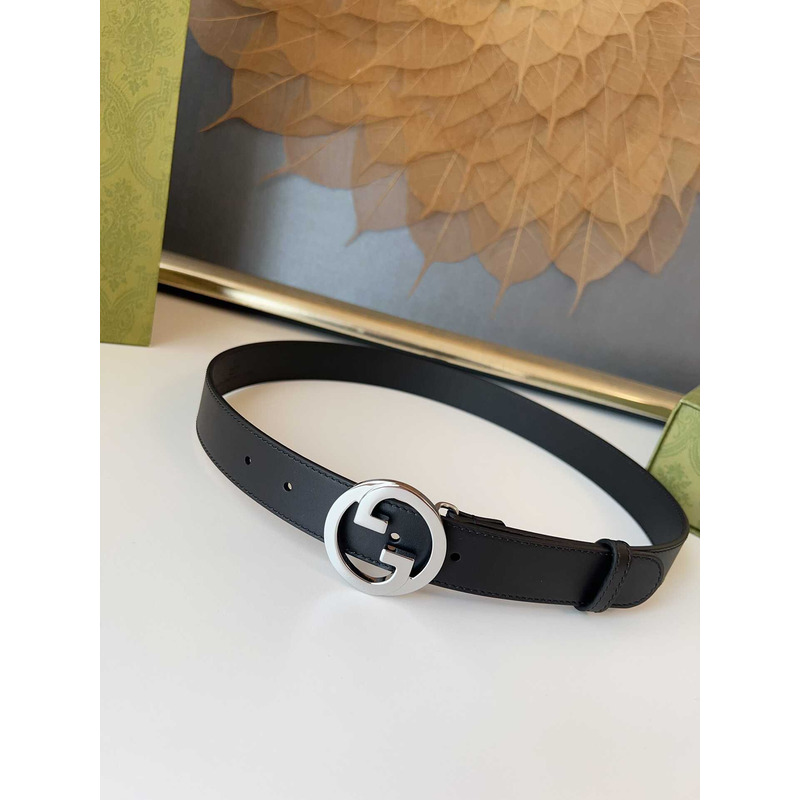 G*u*i blondie belt silver buckle 3cm black