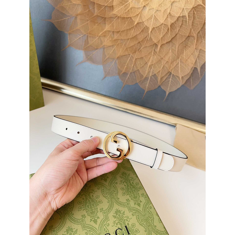 G*u*i blondie belt gold buckle 3cm white