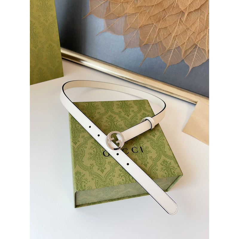 G*u*i blondie belt silver buckle 2cm white