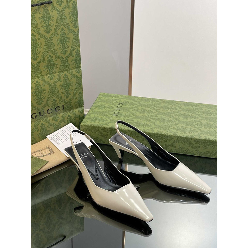 G*u*i ladies back lace up pumps leather white
