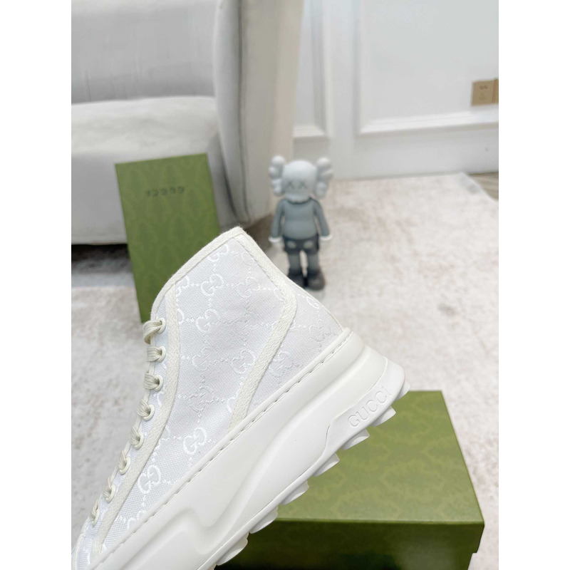 G*u*i gg printed thick-soled high top sneakers white