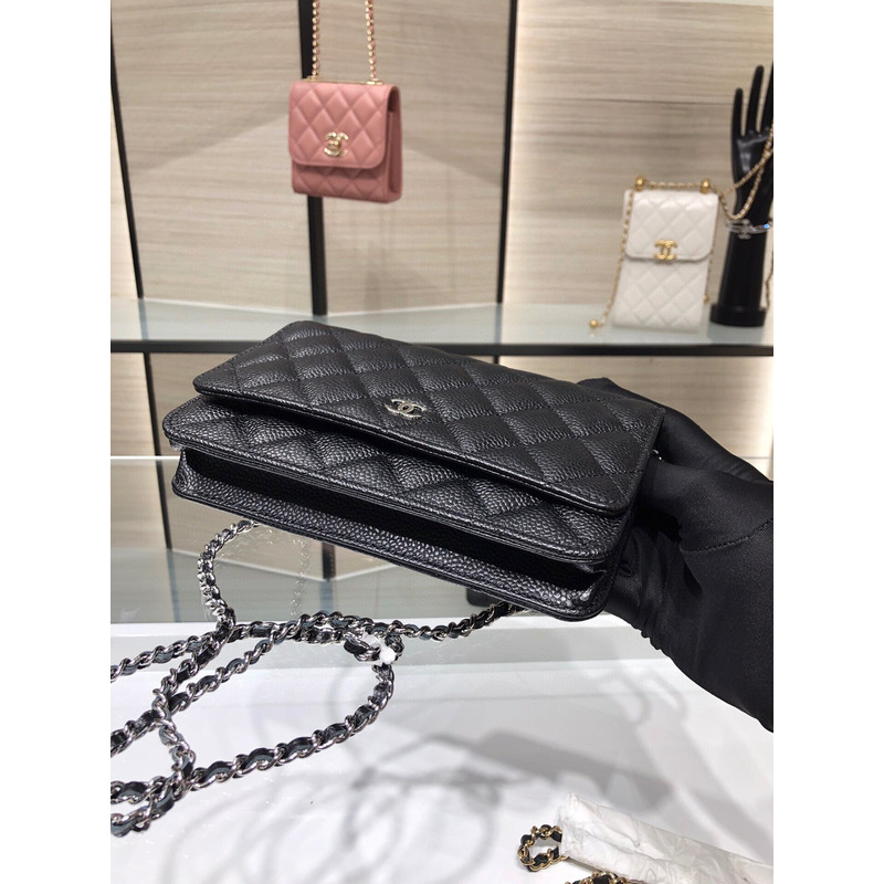 Ch*el classic wallet on chain black bag