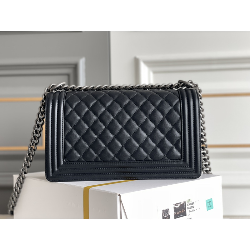 Ch*el boy bag in caviar with silver hardware
