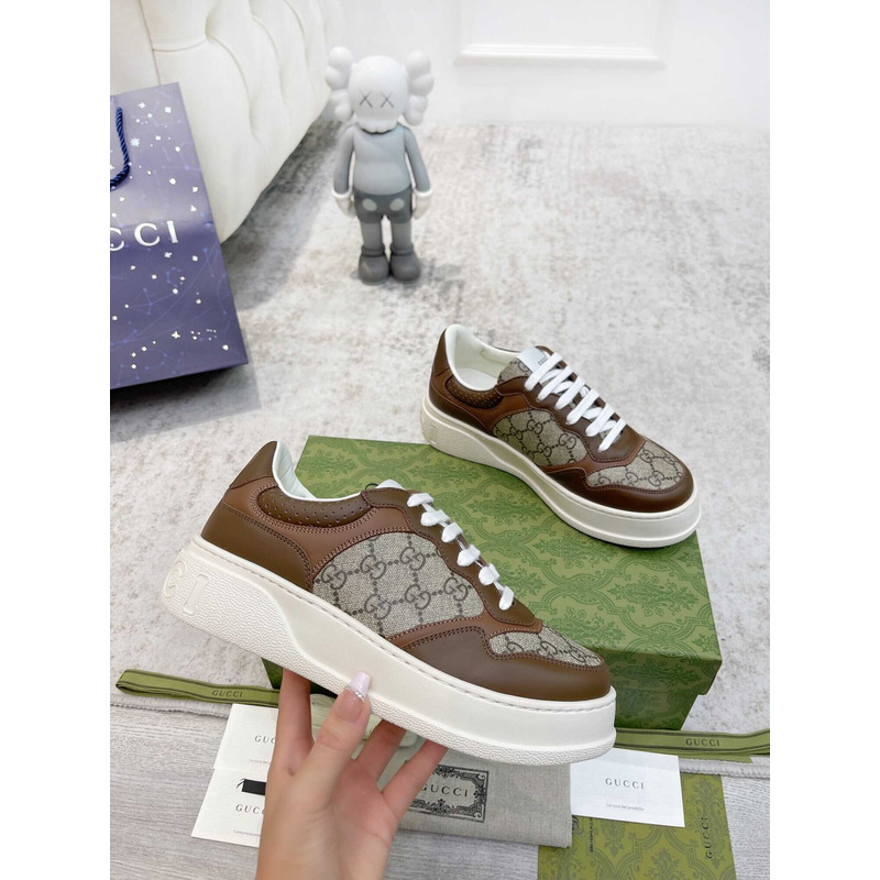 g*u*i damensneaker mit gg brown und grauer gg S*p*e-canvas