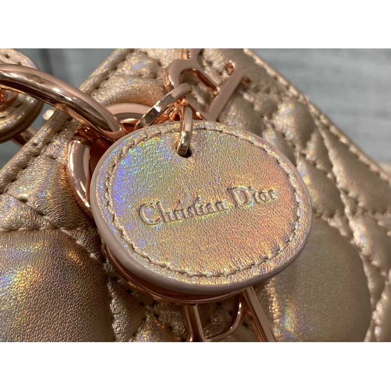 d*or lady d-joy S*per mini bag sheepskin champagne pink