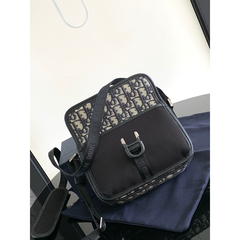 D*or 8 mini bag with strap beige and black D*or oblique jacquard