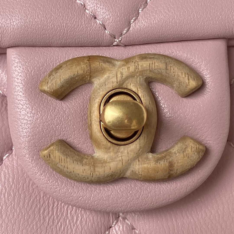 Ch*el mini flap bag lambskin & ash-wood light pink