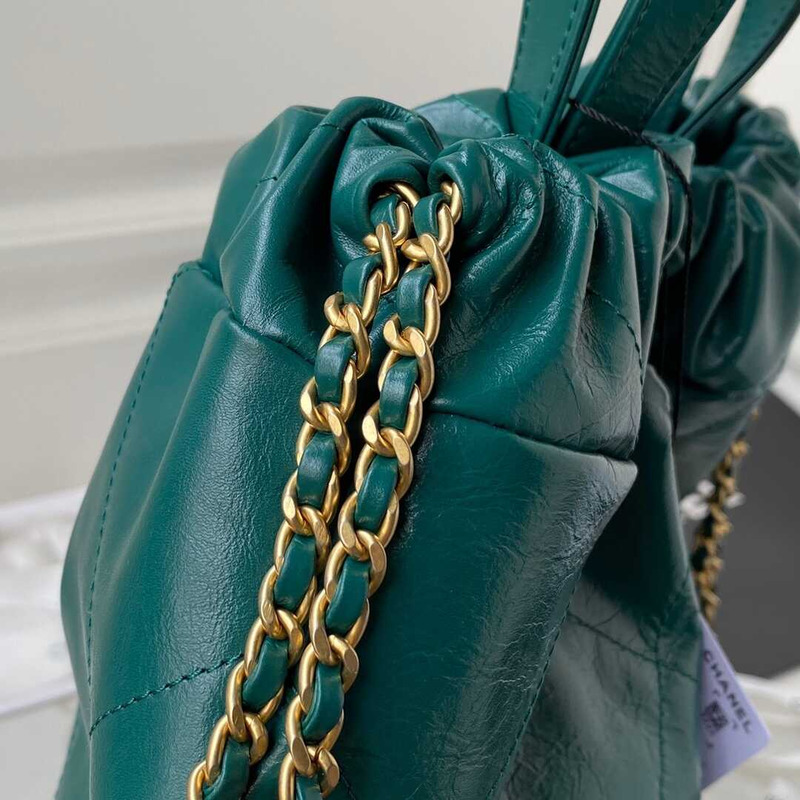 Ch*el large back pack calfskin Ch*el 22 green