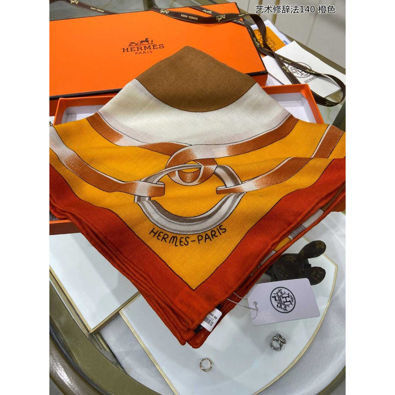 H**mes figure artistique scarf 140 orange / miel / camel
