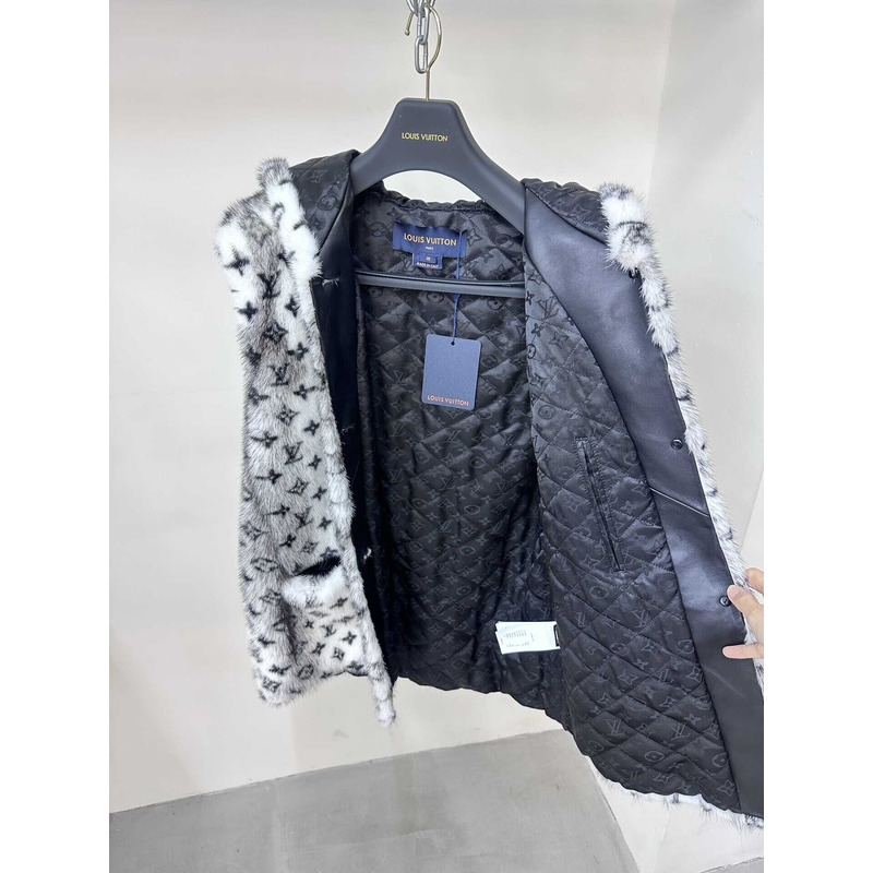 l**is V*t*n sleeveless monogram mink coat