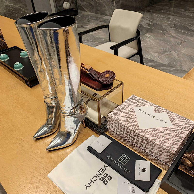Givenchy G Cube Heeled Boots Silver