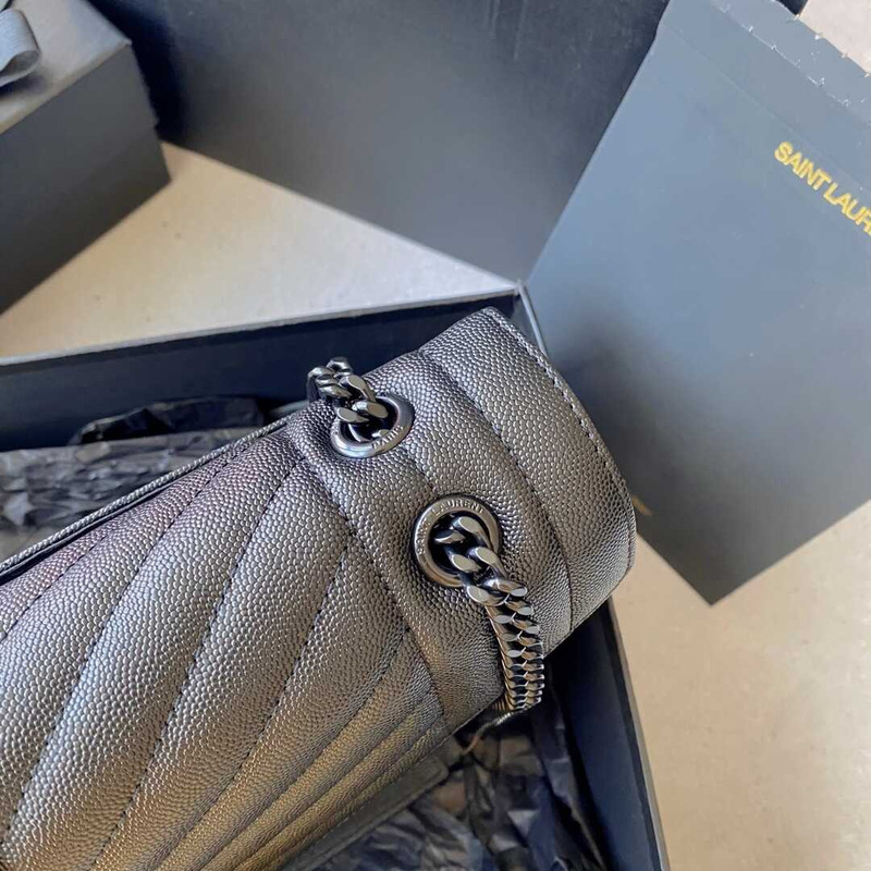 Saint Laurent  Envelope Large Bag IN Grained Quiled Leather Black