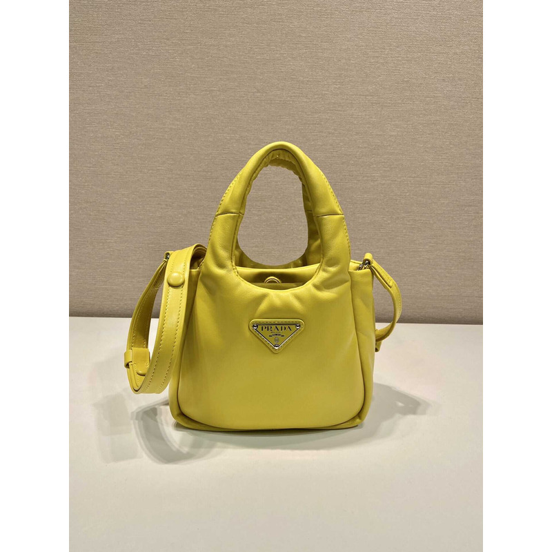 Pra*a soft small padded nappa leather bag yellow