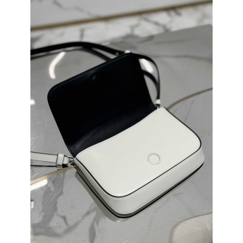 Pra*a brushed leather mini-bag with shoulder strap white