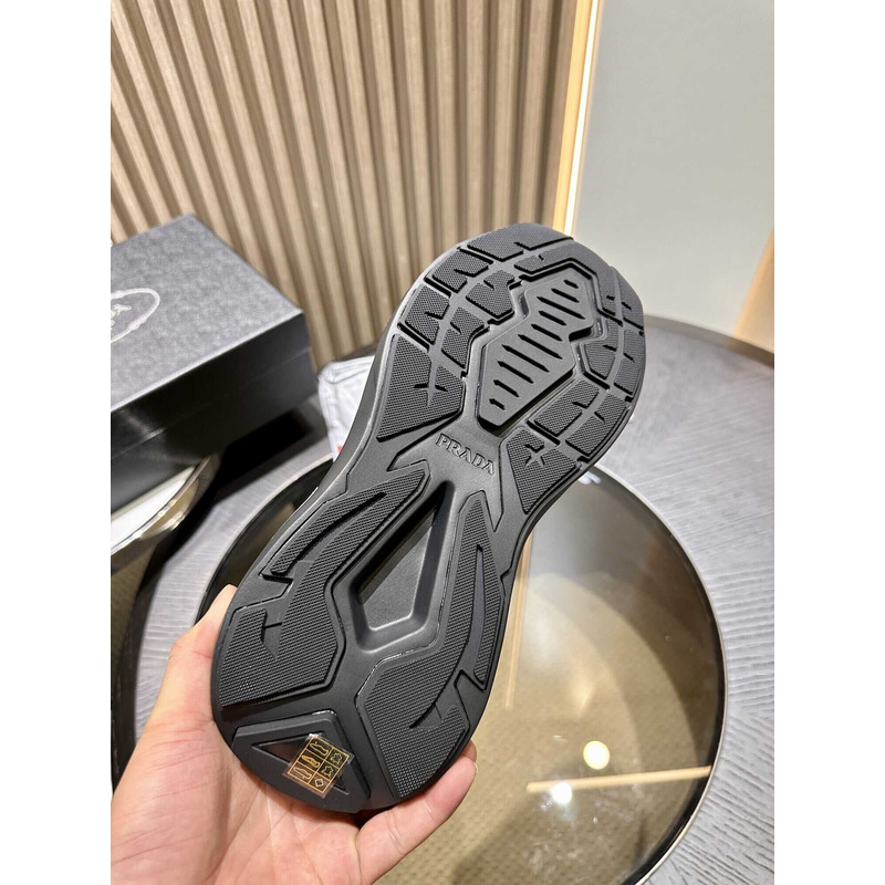 Pra*a brushed leather sneakers bike fabric suede black