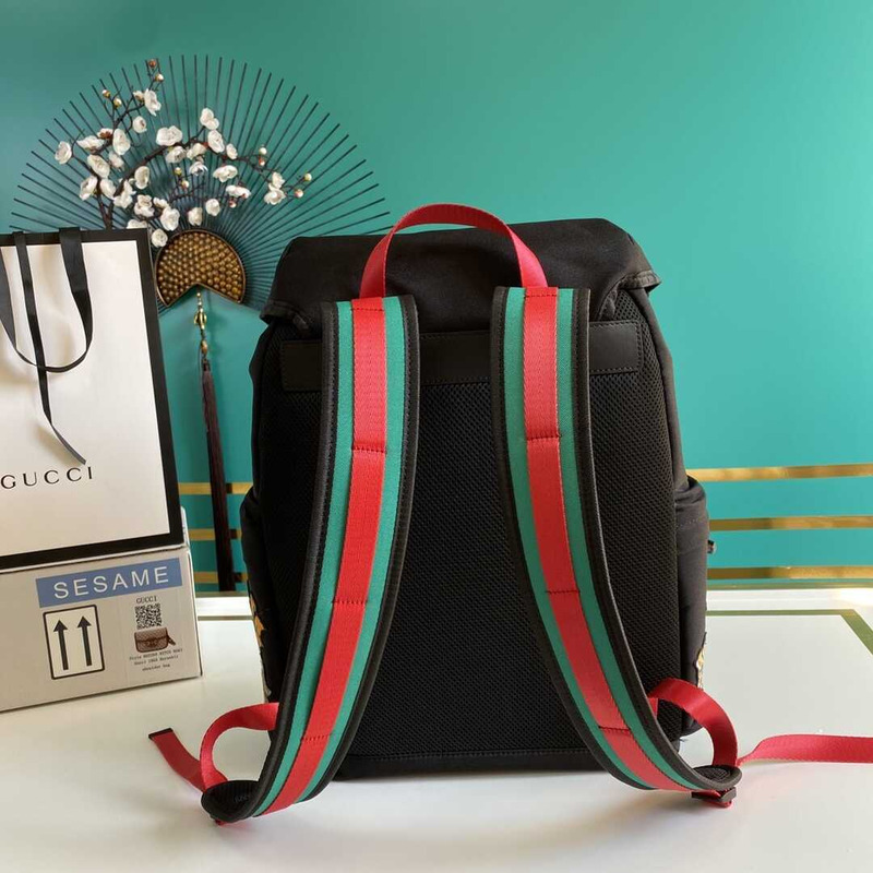 G*u*i techno canvas embroidered tiger backpack black