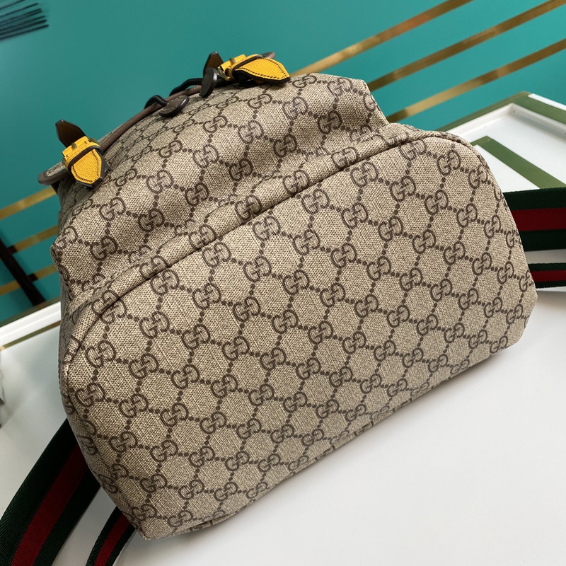 g*u*i monogram gg S*p*e backpack with web strap dark brown
