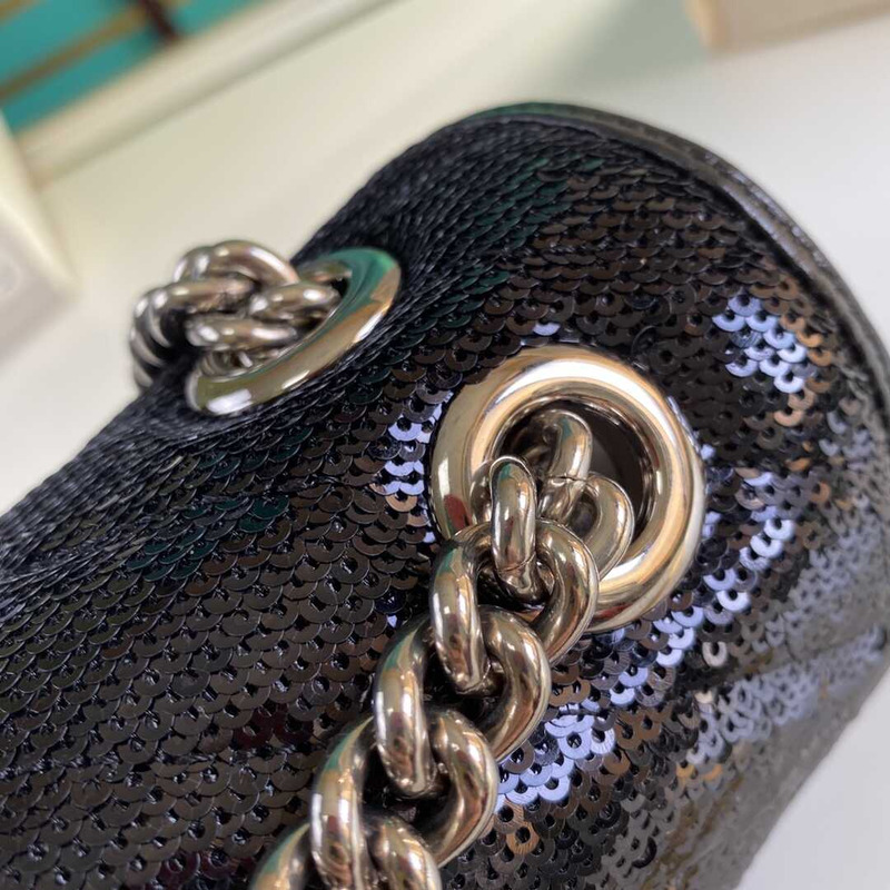 G*u*i gg marmont sequined small shoulder bag black