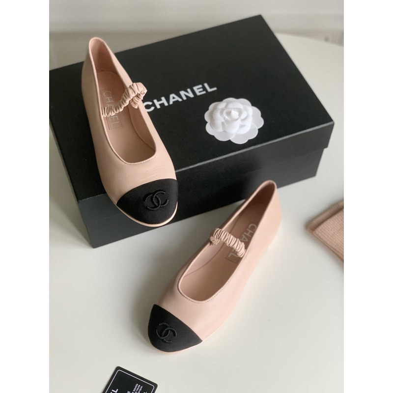 Ch*el ballerina lambskin flats pink