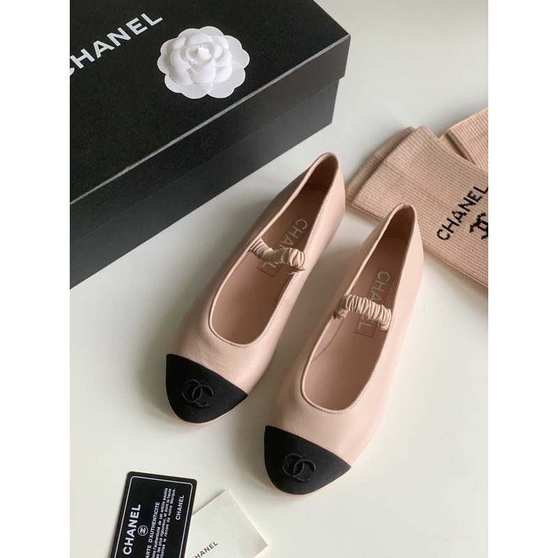 Ch*el ballerina lambskin flats pink