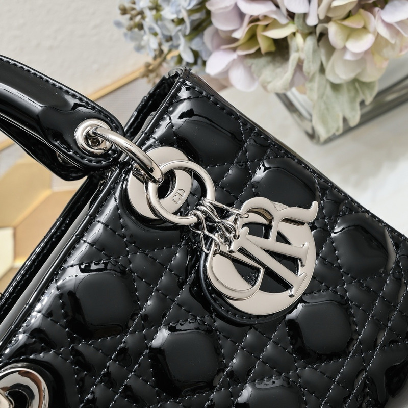D*or small lady D*or patent cannage calfskin black