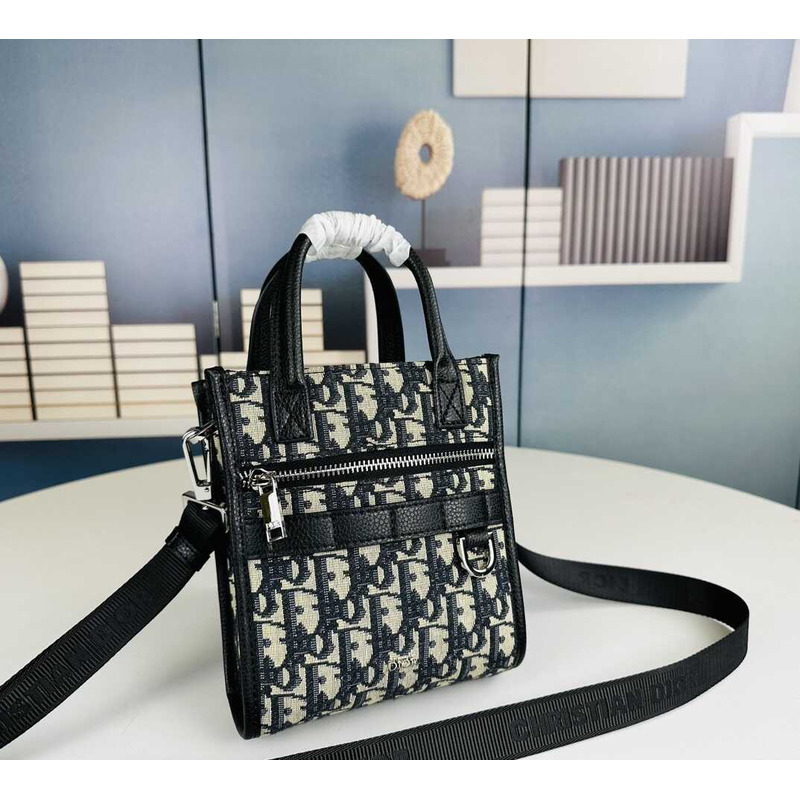 d*or safari N0*H-south mini tote bag beige and black