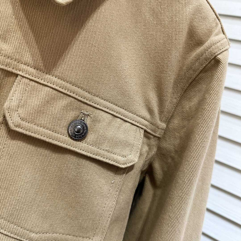 D*or jacket ecru cotton denim with multicolor butterfly brown