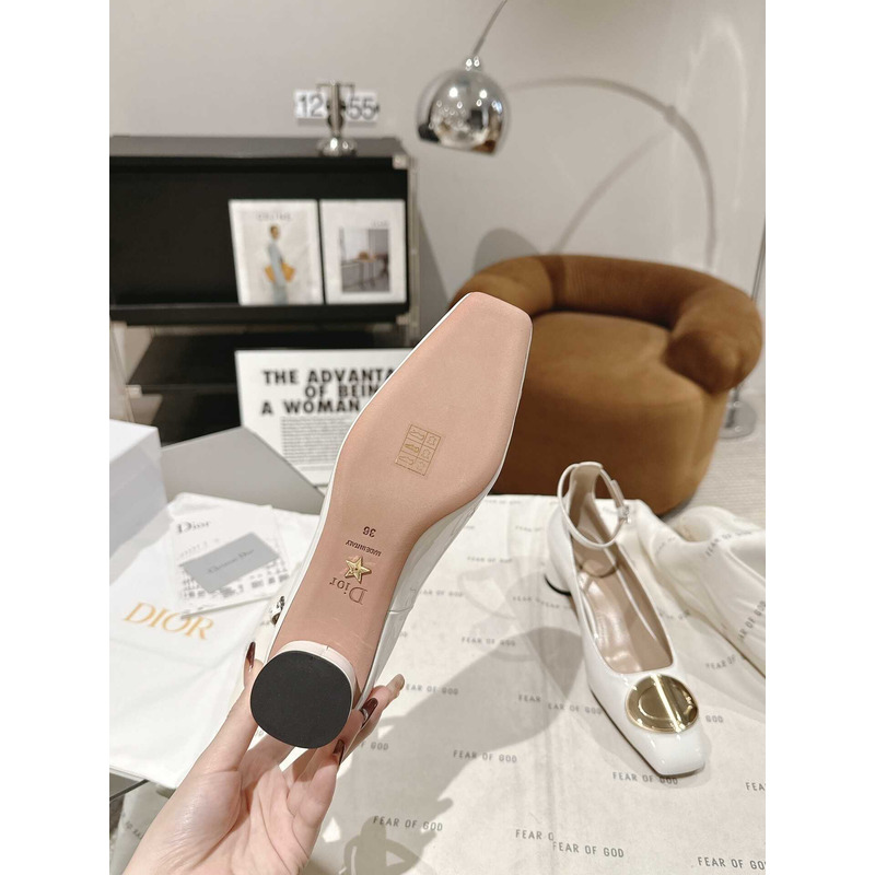forever D*or high heel pump white patent calfskin