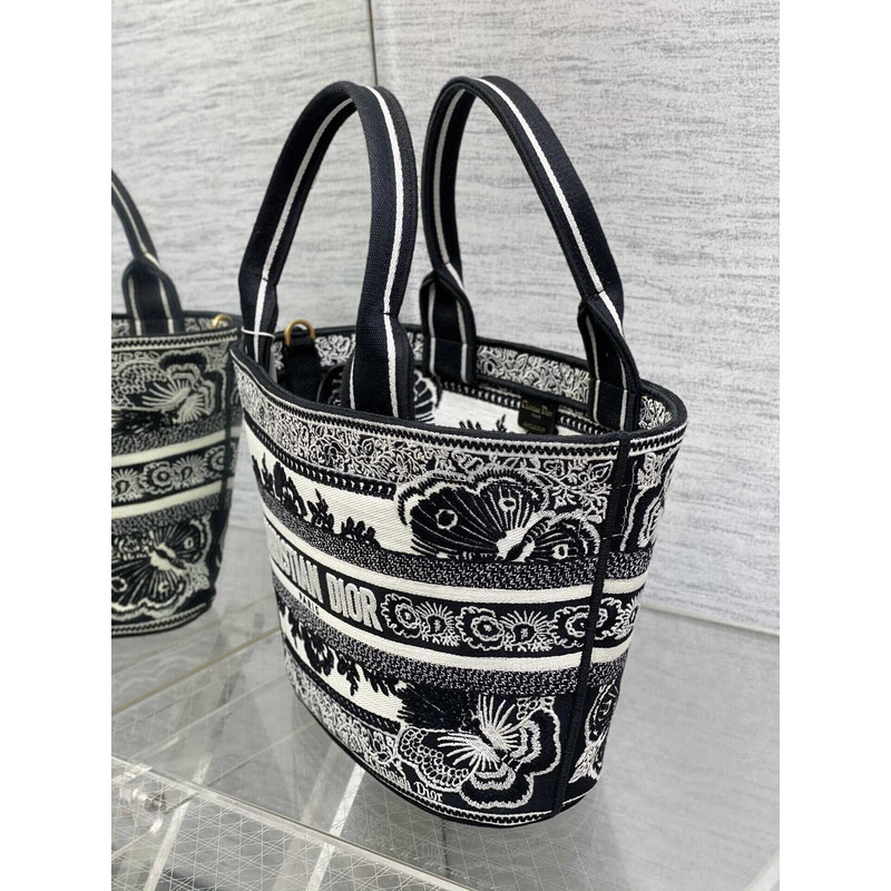 ch**an D*or hat basket bag white and black butterfly bandana embroidery