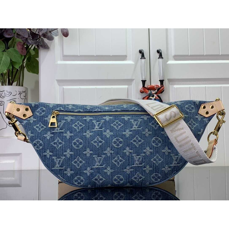 l**is V*t*n high rise monogram denim blue