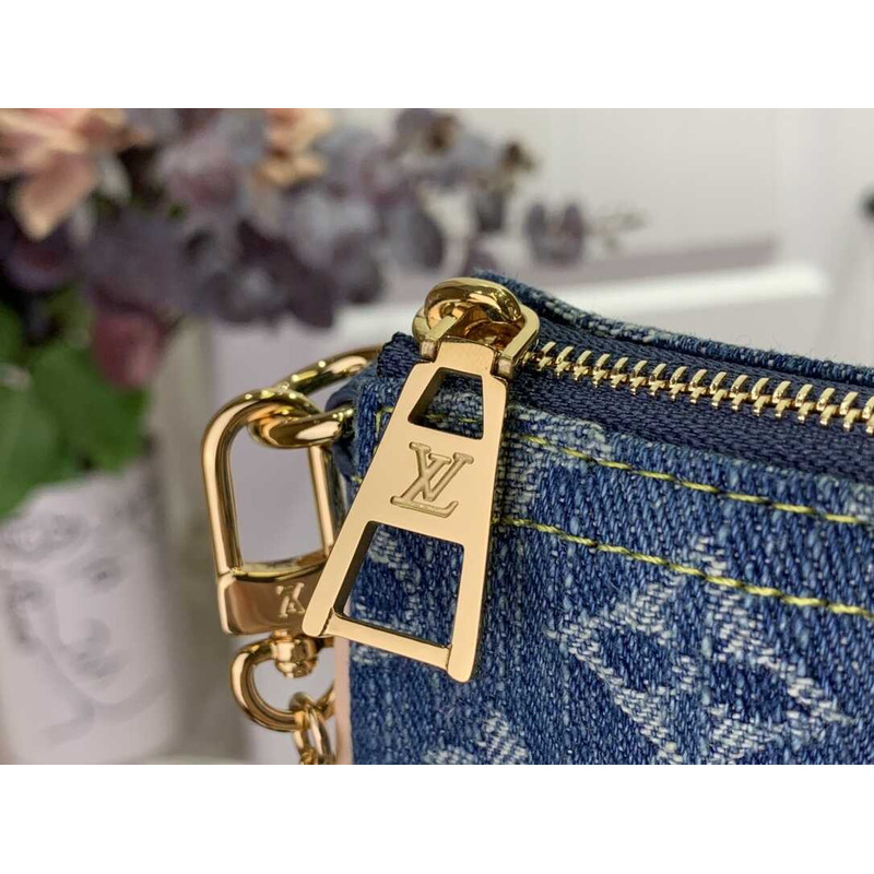 l**is V*t*n mini pochette chain bag denim blue